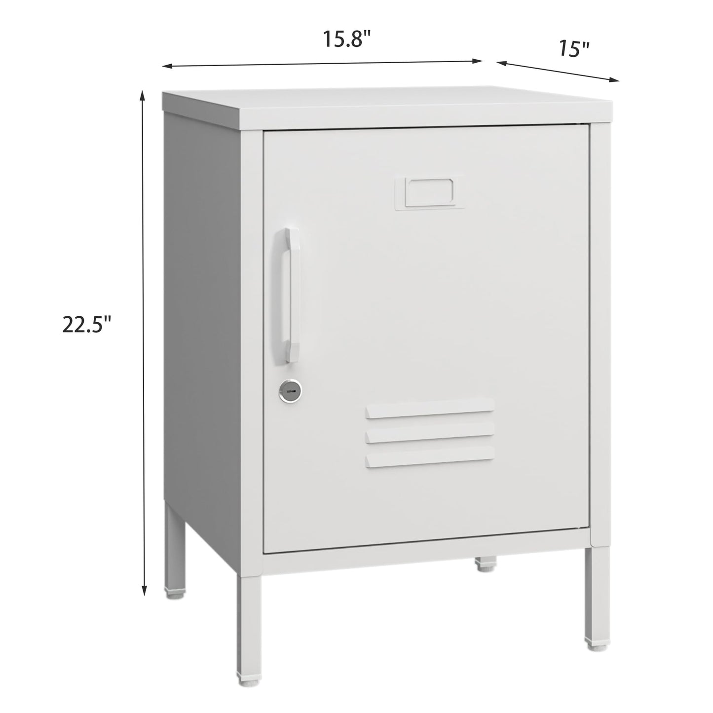 Metal Nightstand Modern End Side Table Steel Bedside Storage Cabinet with Shelf Easy Assembly for Living Room Bedroom （15.8”W x 15”D x 22.5”H ）