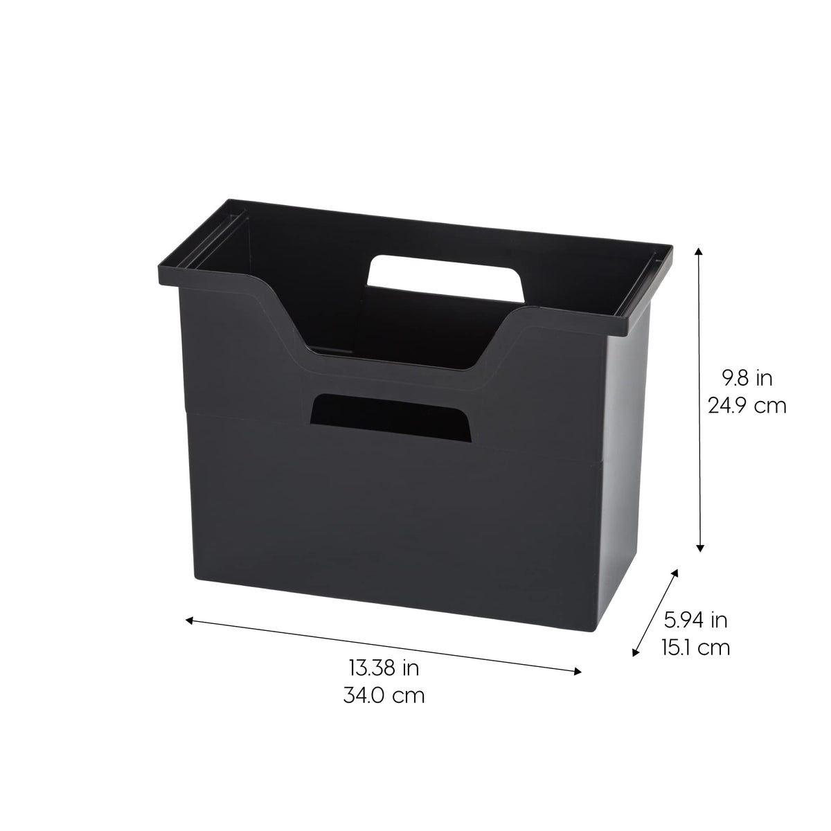 IRIS USA Medium Portable Desktop File Box with Open Lid, 6 Pack, Side Handles, Tabs & Inserts, Hanging File Folders, Letter-Size File Magazine Newspaper Mail Document Notebook, Black