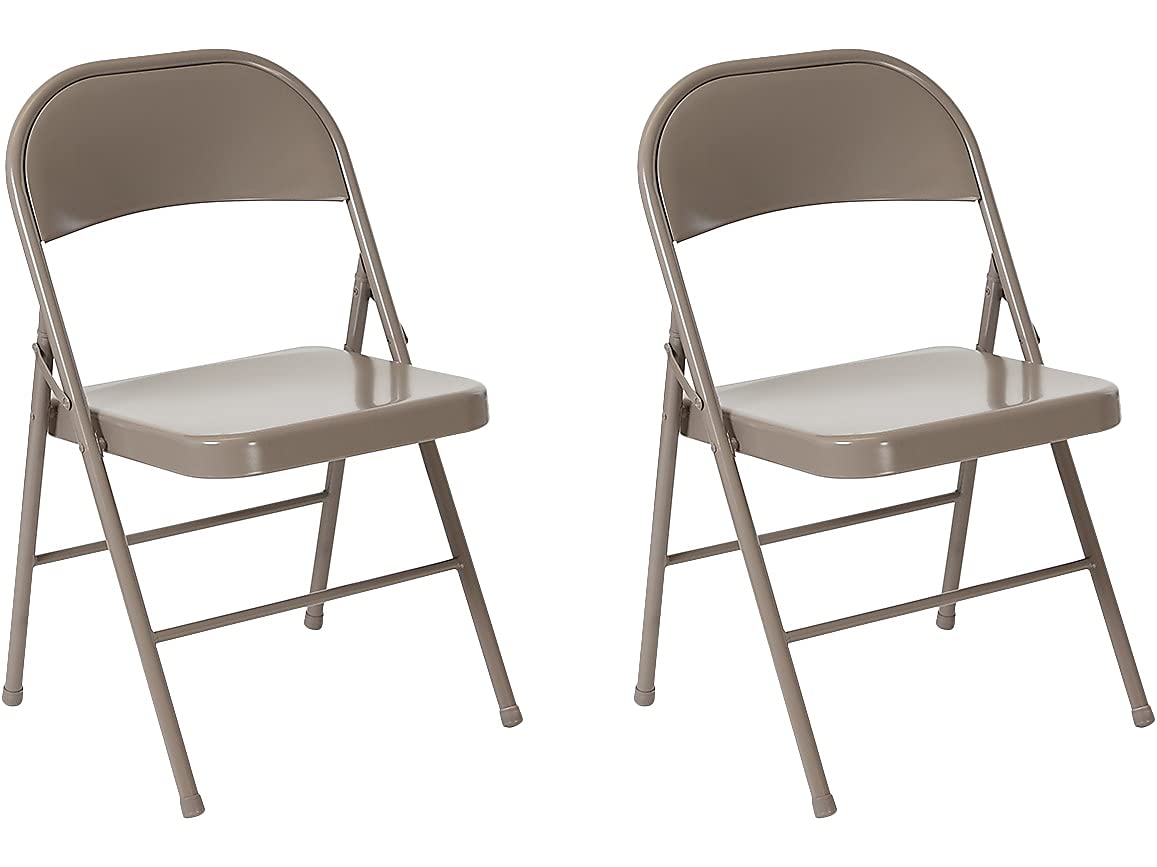 Flash Furniture 2 Pack HERCULES Series Double Braced Gray Metal Folding Chair
