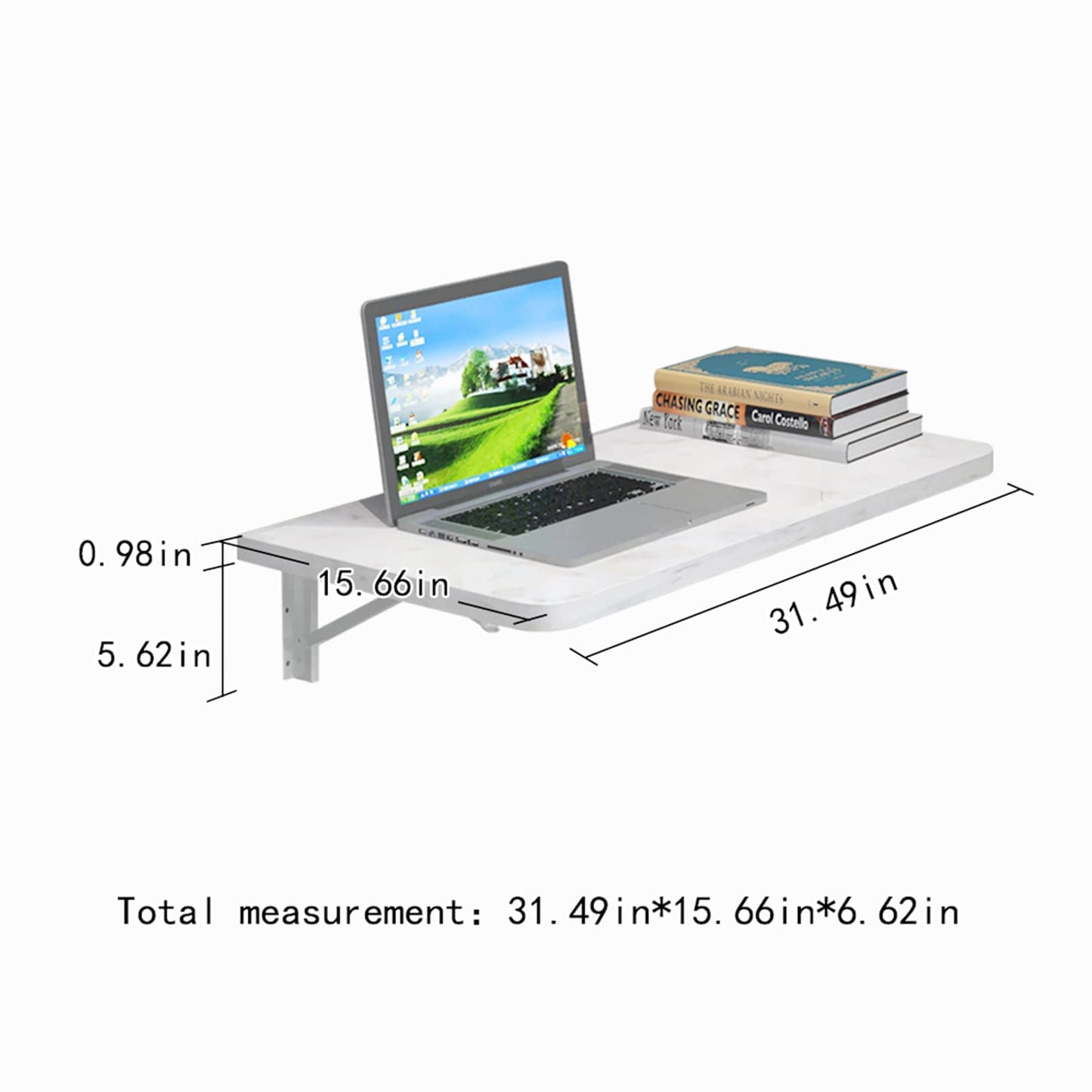 Pmnianhua Wall Mounted Desk,31'' Wall Mounted Drop Leaf Table,Drop Down Table,Folding Table,Fold Down Wall Desk,Floating Desk for Wall Laundry Room Bar Home Office Small Space(White)