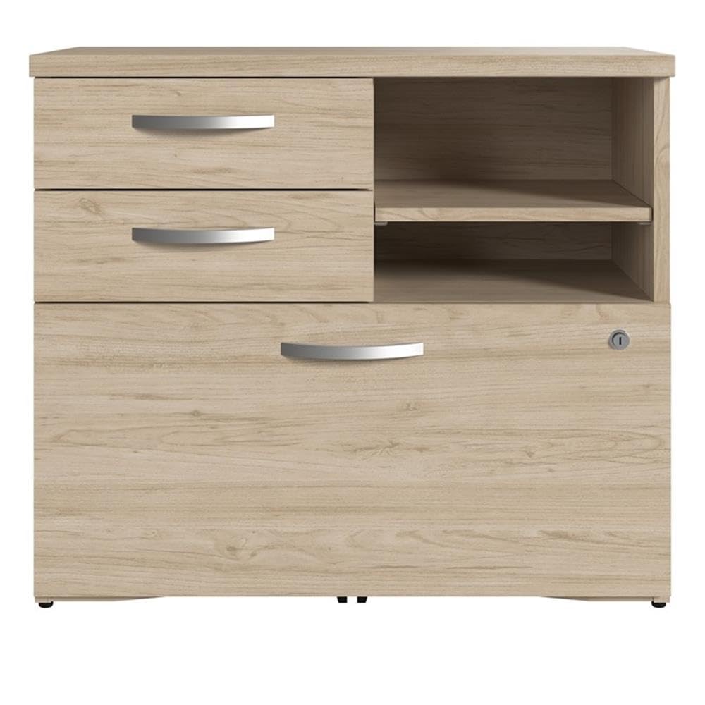 Bush Business Furniture Studio C Office Storage Cabinet with Drawers and Shelves in Natural Elm, Organization for Home or Professional Workspace