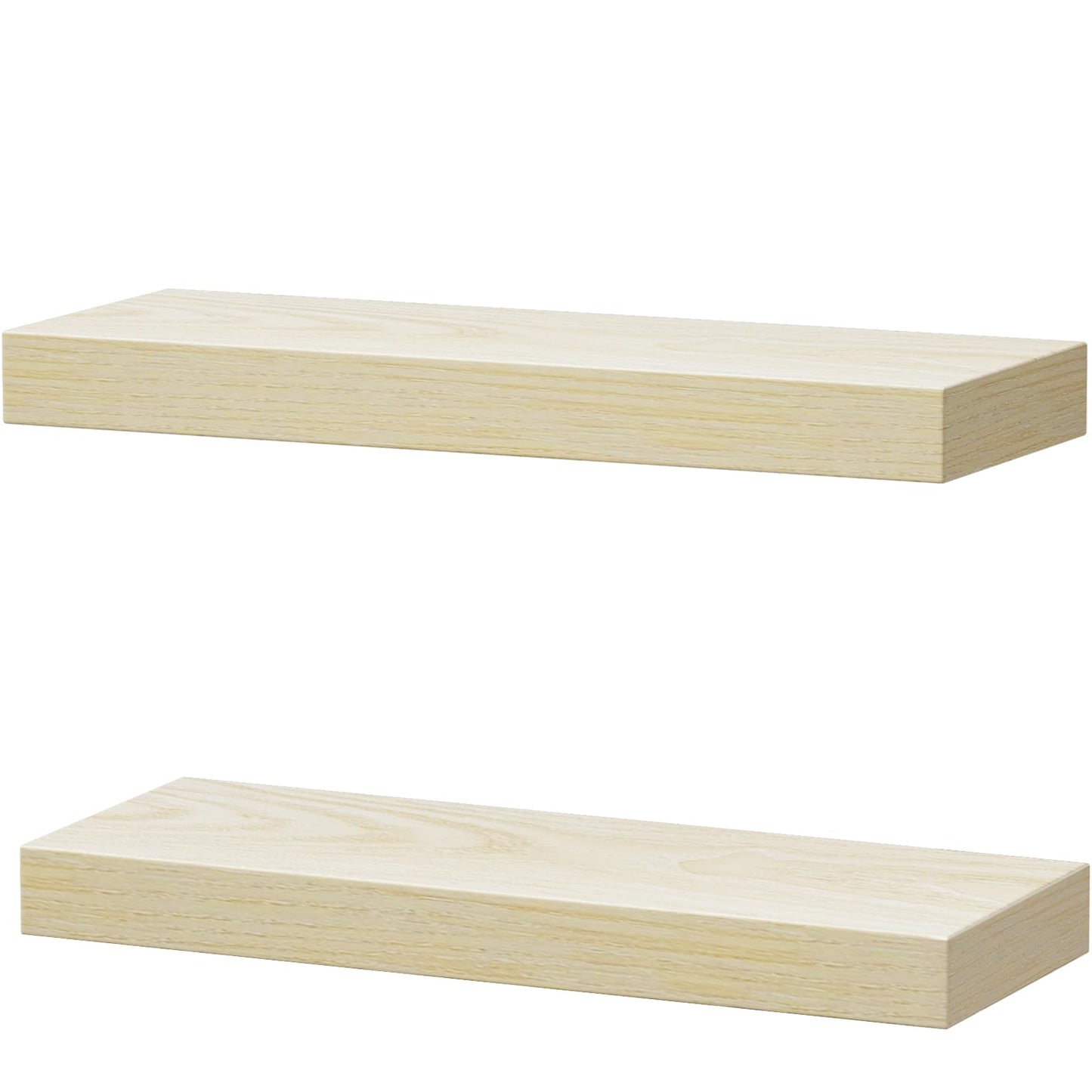 QEEIG Bathroom Floating Shelves for Wall - 15.7" Wall Mounted Shelf Over Toilet Farmhouse Home Decor Display Bookshelf Small 15.7 x 6.7 inch Set of 2, Natural (008-40N)