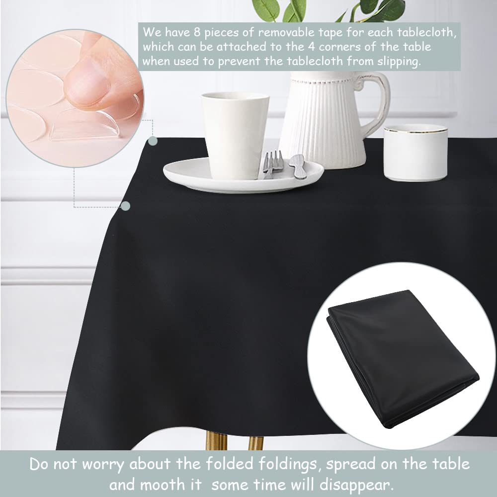 Aijoviko Table Cloth for Rectangle Tables Soft Leather Tablecloth Waterproof Wipeable Table Cover for Parties,Picnic and Camping Outdoor Tablecloths(Black 54"x84")