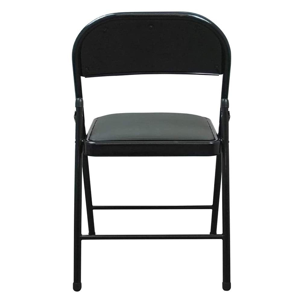IIPOSAQQ Folding Chairs Heavy Duty Padded Faux Leather Metal Desk Chair Office Seat for Guest Visitor Conference (Color : Black)