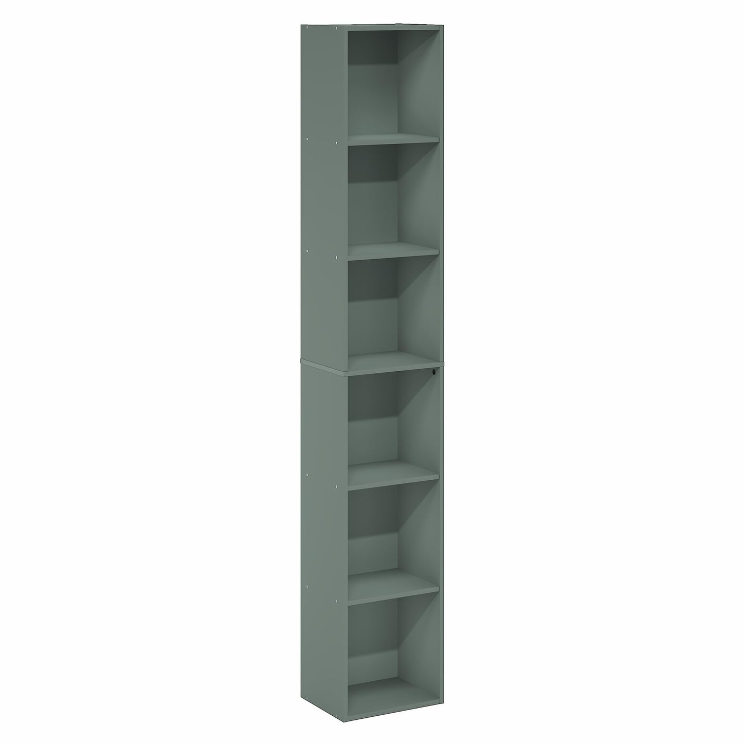 Furinno LUDER Book Shelf, 6-Tier Tall Modern Bookshelf, Bookcase with Open Shelving, Floor Standing Shelves, 9.3 x 12 x 71, for Living Room, Bedroom, Home Office, Sage Green