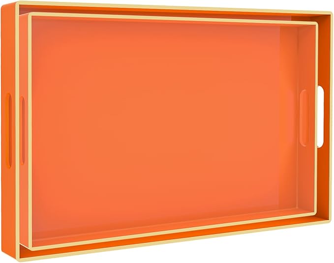 MAONAME Orange Serving Trays Set of 2, Plastic Decorative Trays