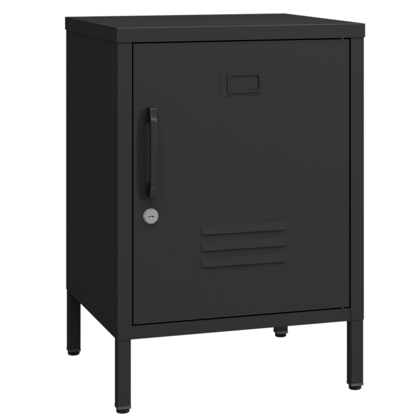 Metal Nightstand Modern End Side Table Steel Bedside Storage Cabinet with Shelf Easy Assembly for Living Room Bedroom （15.8”W x 15”D x 22.5”H ）