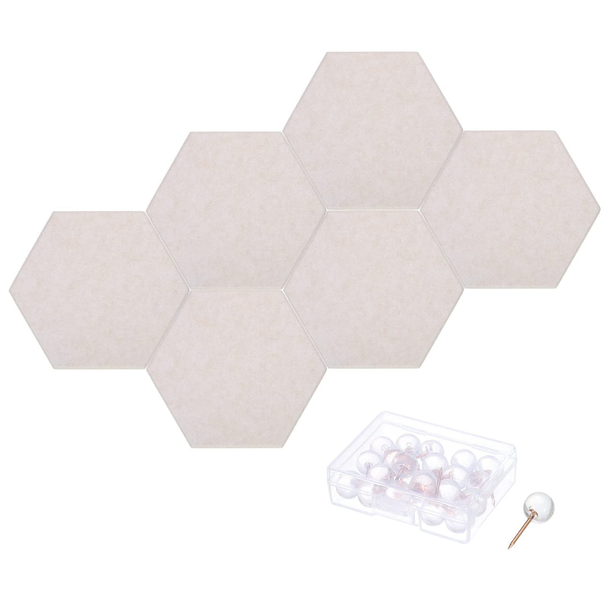 PATIKIL Felt Bulletin Board, 12"x10", 6 Packs Self Adhesive Hexagon Felt Tiles for Sound Proofing Wall Panels for Home Office Recording Studio,Game Room, Light Camel