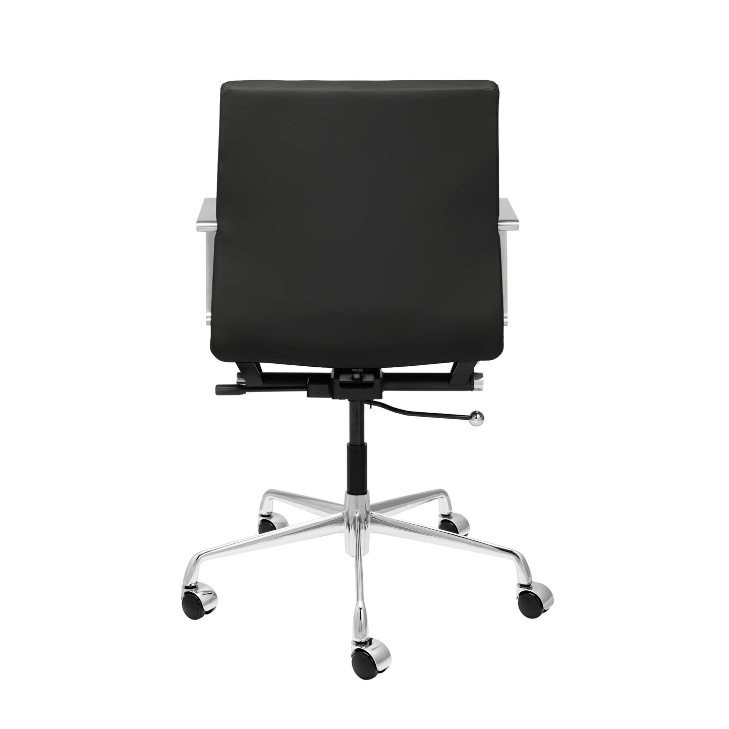 Laura Davidson Furniture SOHO II Ribbed Office Chair - Mid Back Desk Chair, Ergonomically Designed with Arm Rest & Swivel, Made of Faux Leather, Black, Computer Chair