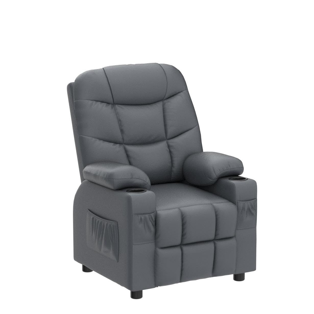 Costzon Kids Recliner Chair with Cup Holder, Adjustable Lounge Chair w/Footrest & Side Pockets for Children Boys Girls Room, Ergonomic Toddler Furniture Sofa, Kids Recliner (Grey)