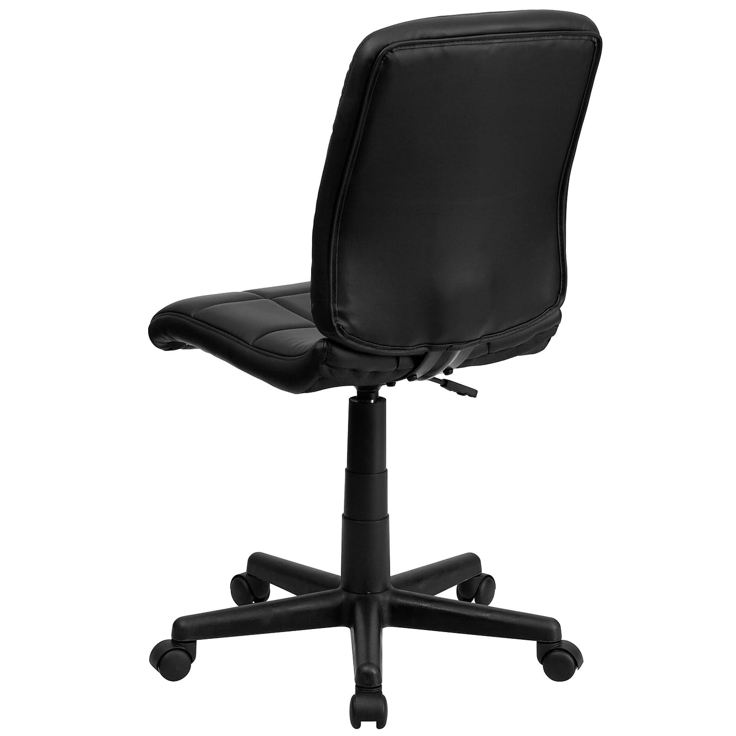 Flash Furniture Clayton Mid-Back Tufted Vinyl Upholstered Swivel Desk Chair with Padded Seat, Modern Adjustable Height Padded Office Chair, Black