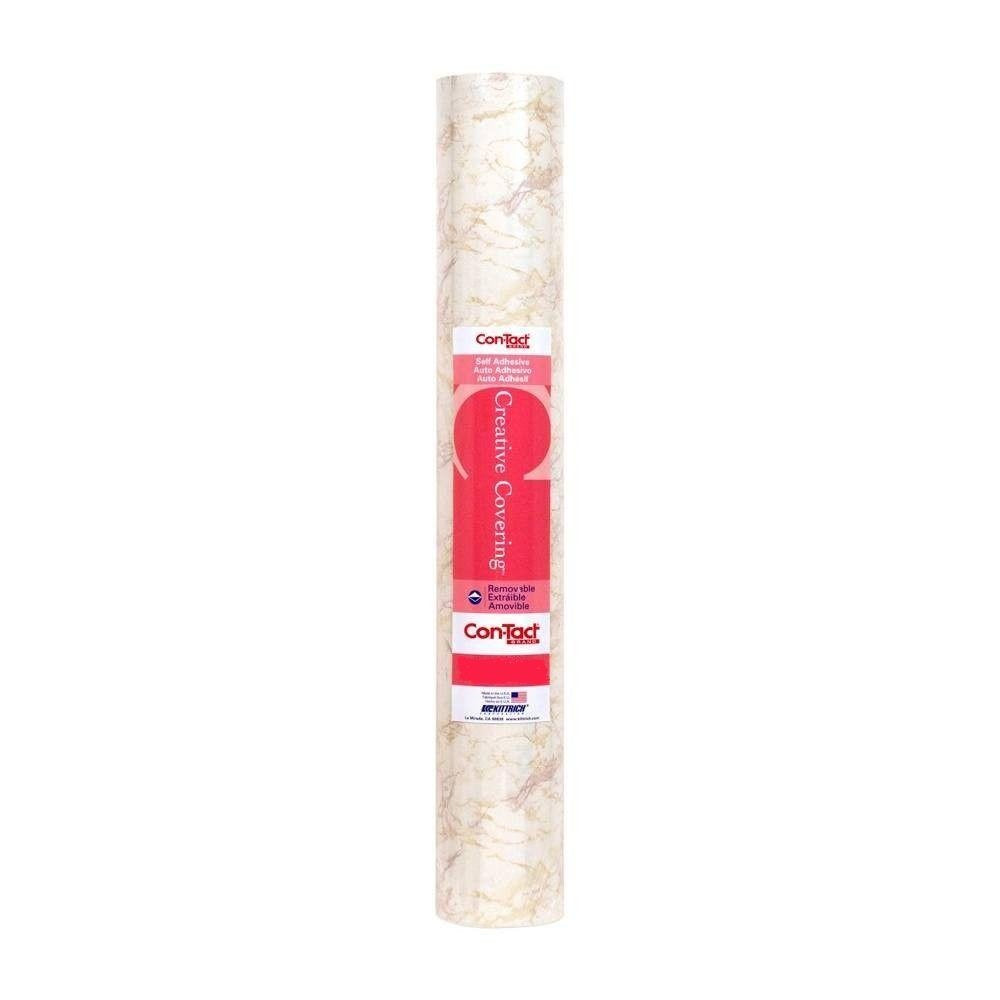 Con-Tact Brand Creative Covering, Self-Adhesive Shelf Liner, Multi-Purpose Vinyl Roll, Easy to Use and Apply, 18'' x 9', Beige Marble