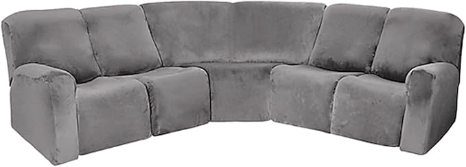 LightInTheBox 7-Piece Velvet Stretch Reclining Couch Covers 5 Seats Corner Sofa