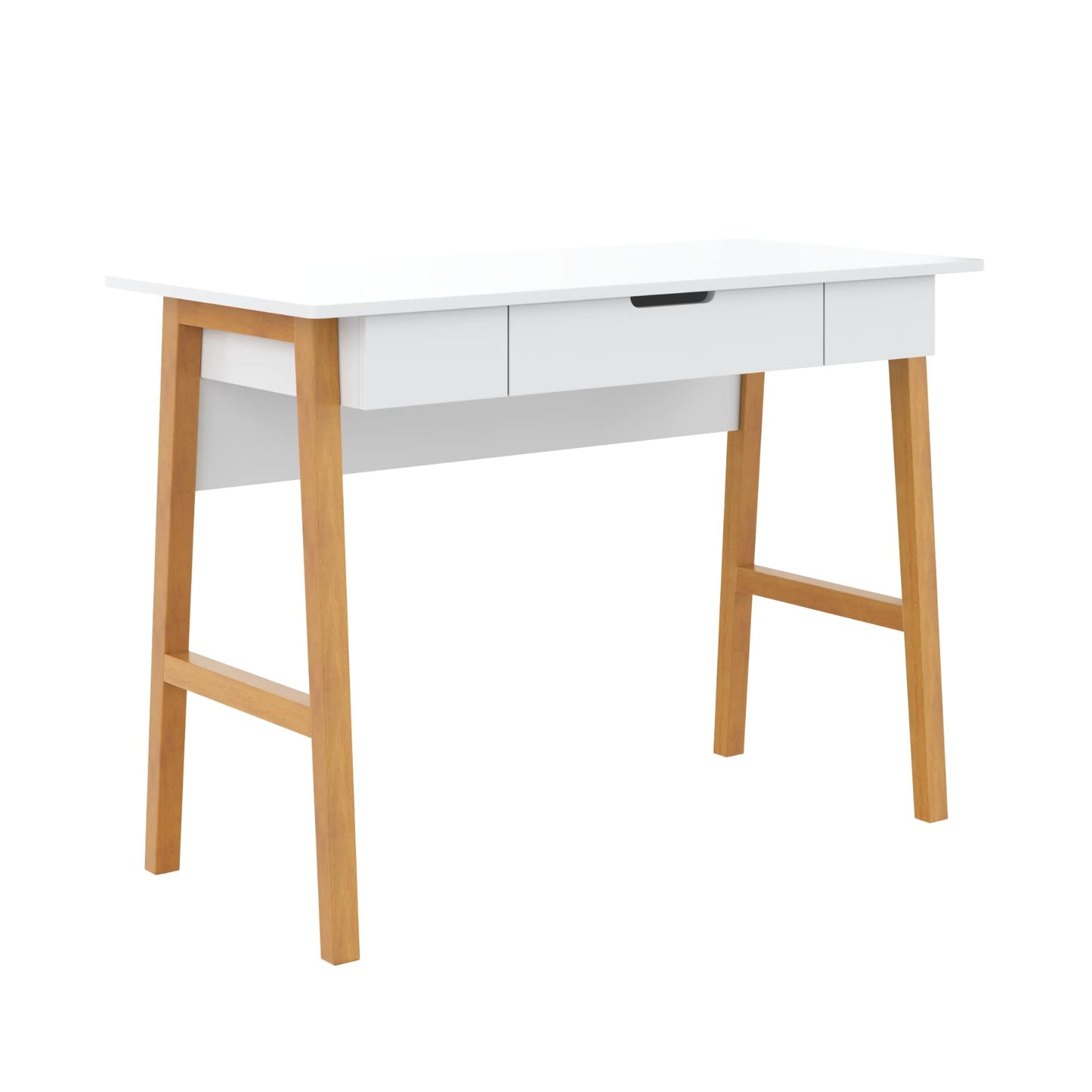 Nathan James 51101 Telos Home Office Computer Desk with Drawer, 42" White/Brown