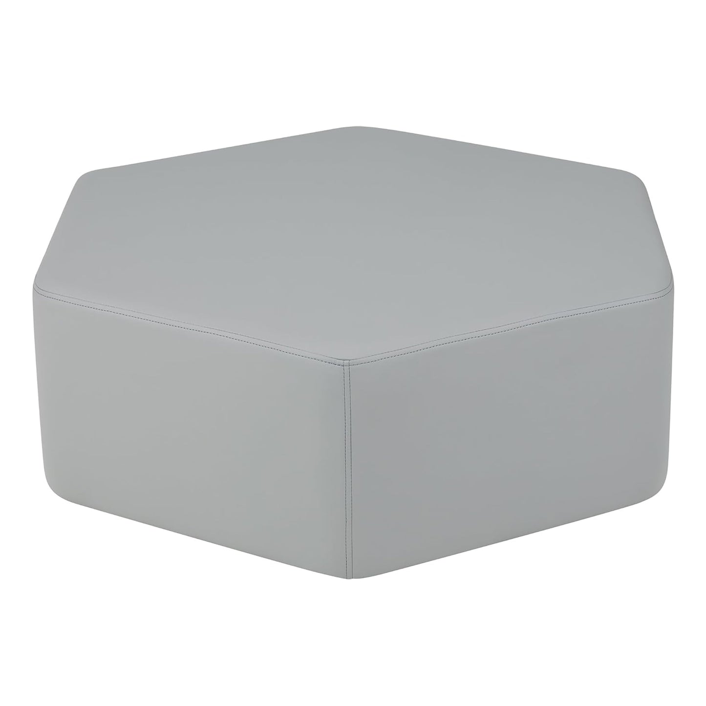 FDP Pro Series Hexagon Accent Ottoman (12" Height) Hand Upholstered Commercial Furniture for Hotel Lobby, Office, Restaurant, Home and More Collaborative and Configurable Seating - Gray