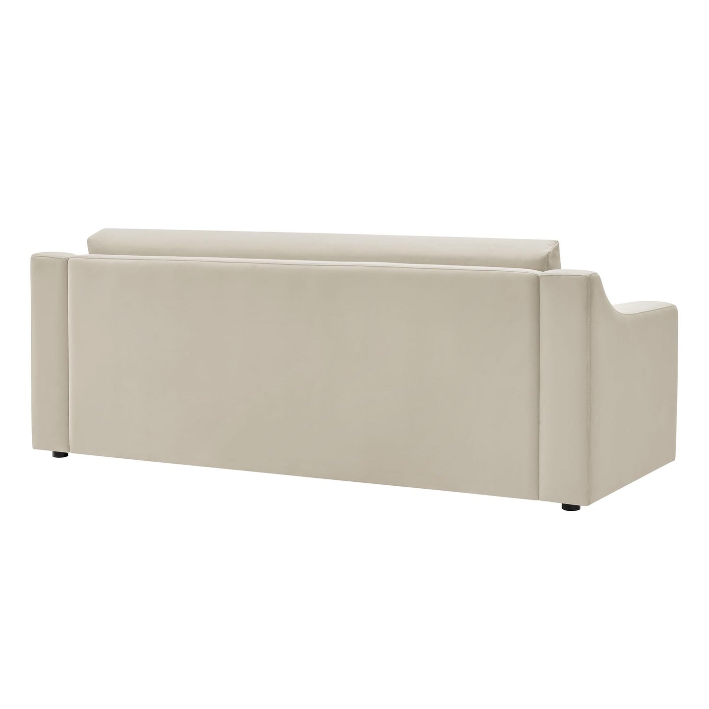 Modway Liora 87 Inch Stain-Resistant Performance Velvet Sofa in Alabaster - 3 Seater Upholstered Sofa Couch for Living Room Seating - Comfy Deep Seat Sofa with Scoop Arms
