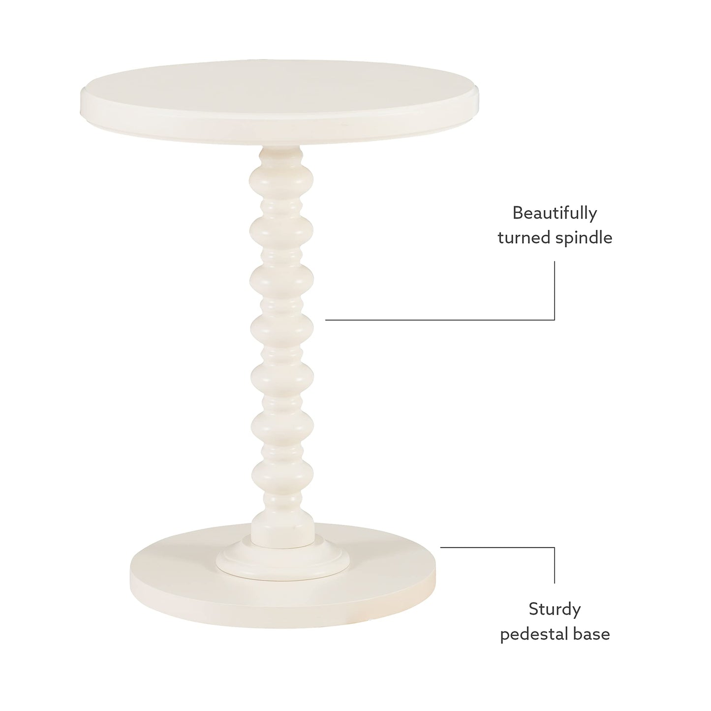 Powell Tarkin Round Off White Turned Spindle Pedestal Side Accent Table