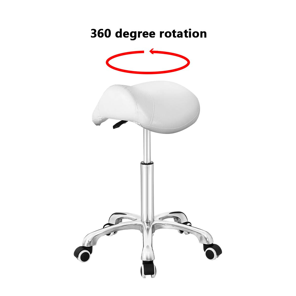 Antlu Saddle Stool Rolling Chair for Office Massage Salon Technician Kitchen Spa Drafting,Adjustable Hydraulic with Wheels (Without Backrest, White)