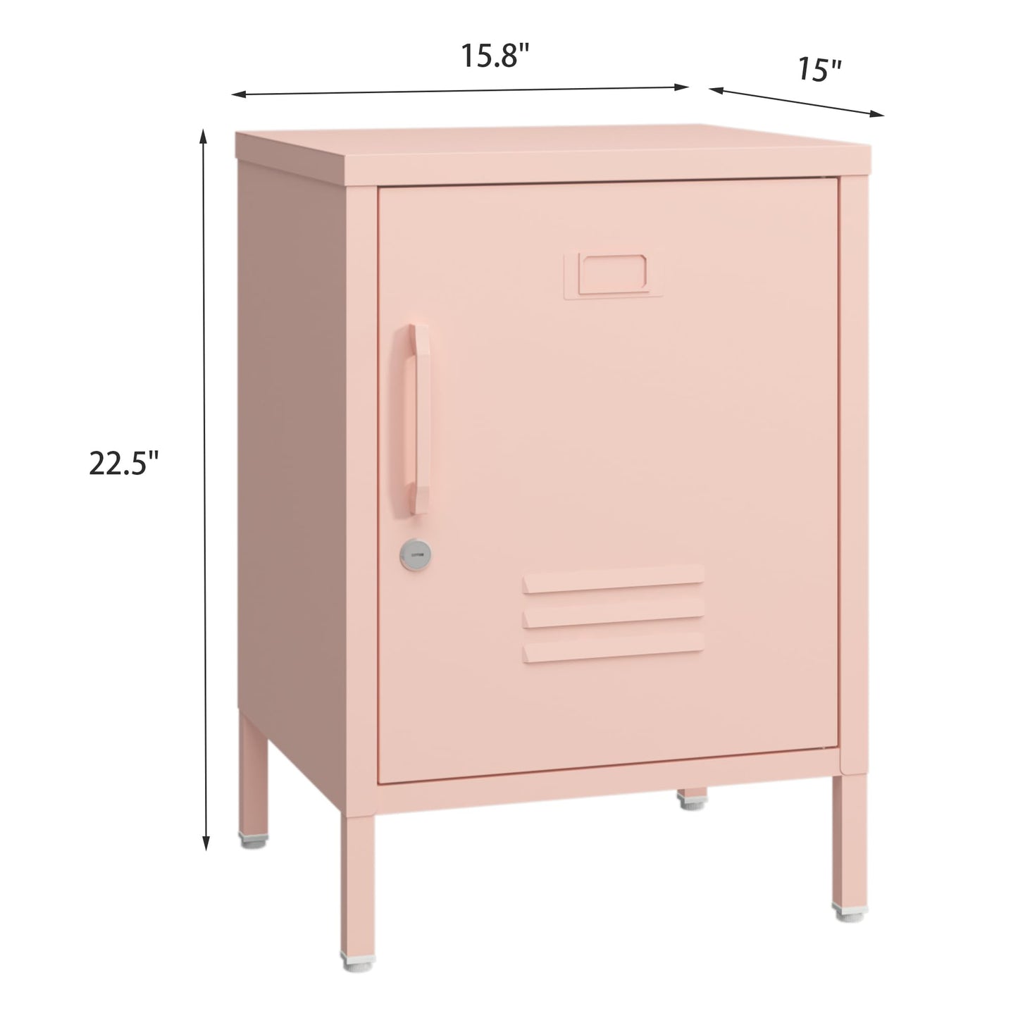 Metal Nightstand Modern End Side Table Steel Bedside Storage Cabinet with Shelf Easy Assembly for Living Room Bedroom （15.8”W x 15”D x 22.5”H ）