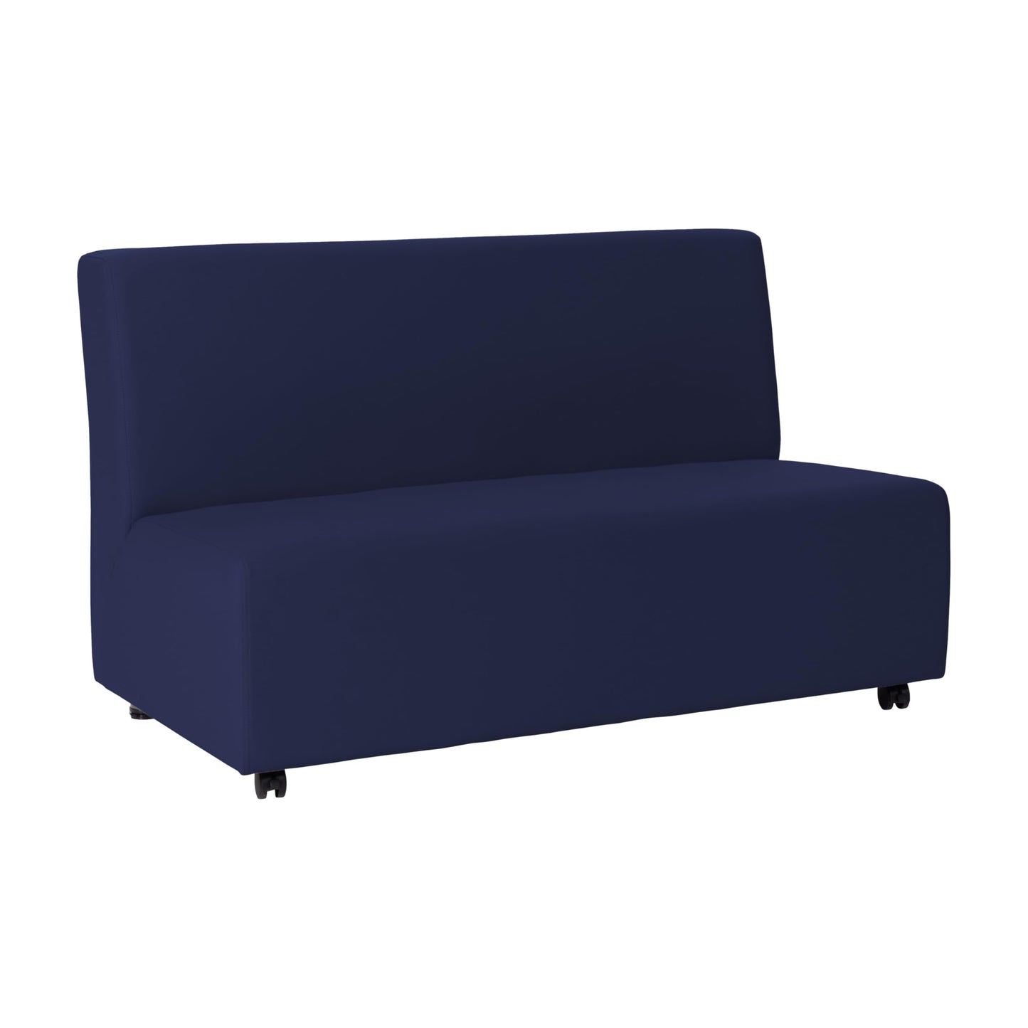 FDP Pro Series Upholstered Armless Mobile Sofa with Locking Casters for Portability Commercial Seating for Hotel Lobby, Office, Restaurant, Waiting Room, Home - Navy