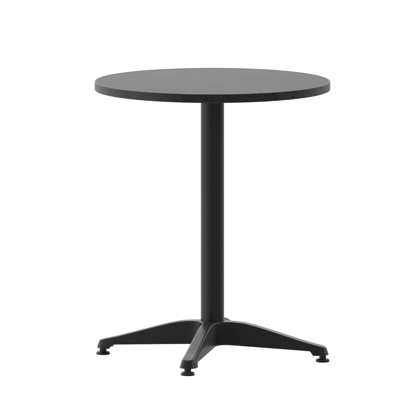 Flash Furniture Mellie 23.5'' Round Metal Indoor-Outdoor Table with Base, Black