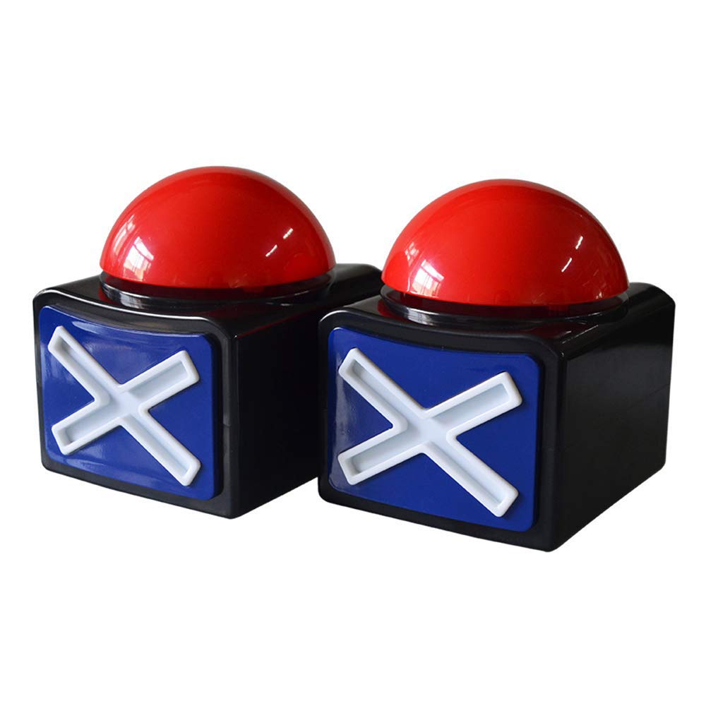 Game Answer Buzzer 2 Pcs, Game Buzzer Alarm Sound Play Button with Light Trivia Quiz Got Talent Buzzer Toys for Kids Adult