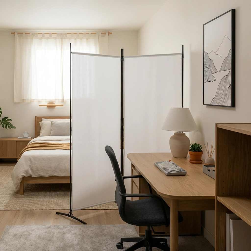 vidaXL vidaXL Room Divider, Folding Privacy Screen 2 Panel Room Divider, Freestanding Room Partition Wall Divider for Room Separation, White Fabric