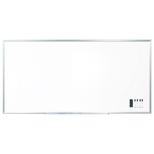 WorkPro™ Porcelain Magnetic Dry-Erase Whiteboard, 48" x 96", Aluminum Frame with Titanium Finish
