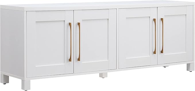 Henn&Hart Rectangular TV Stand for TV's up to 80" in White, TV Stands for the