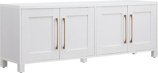 Henn&Hart Rectangular TV Stand for TV's up to 80" in White, TV Stands for the