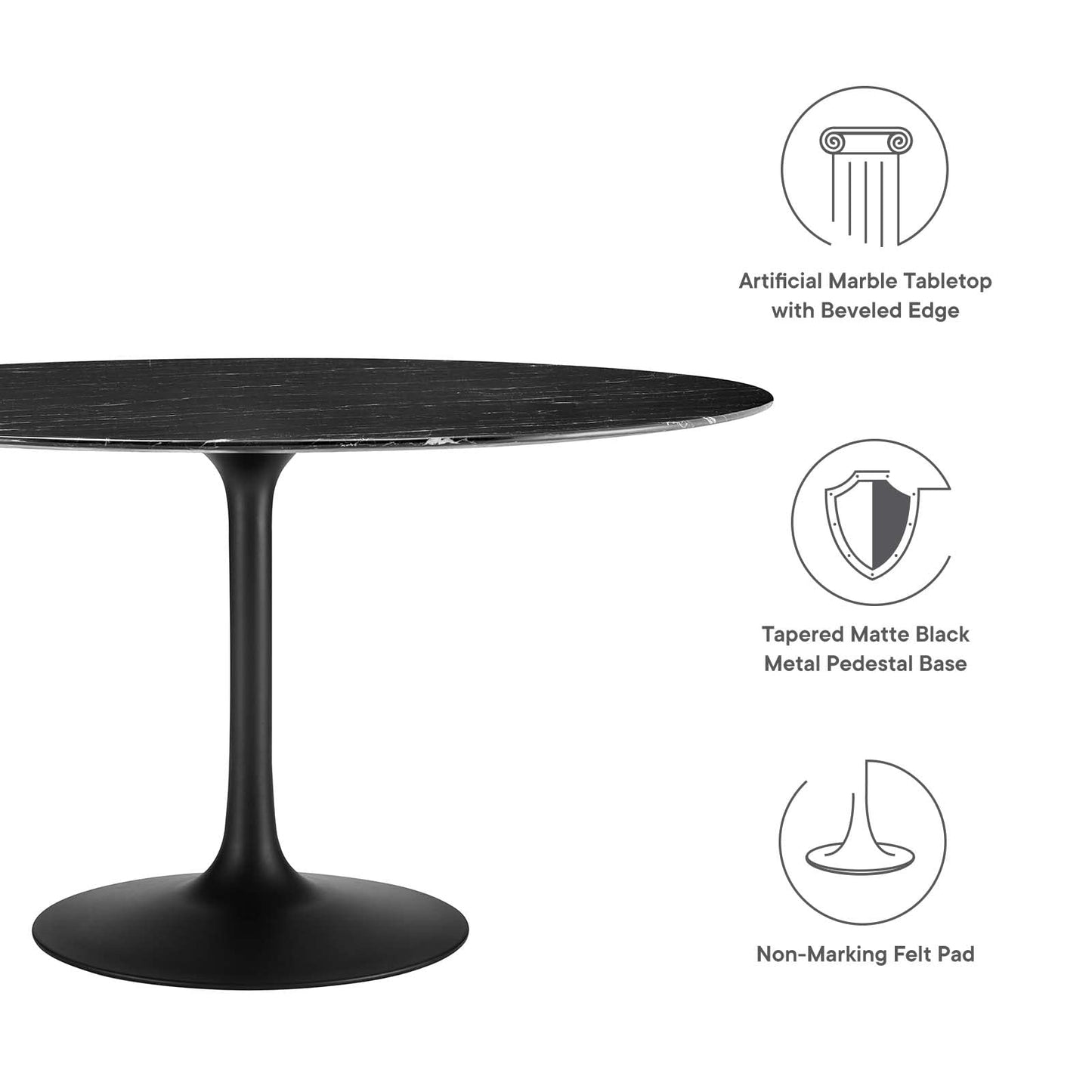 Modway Lippa Dining Table, 54", Black Black
