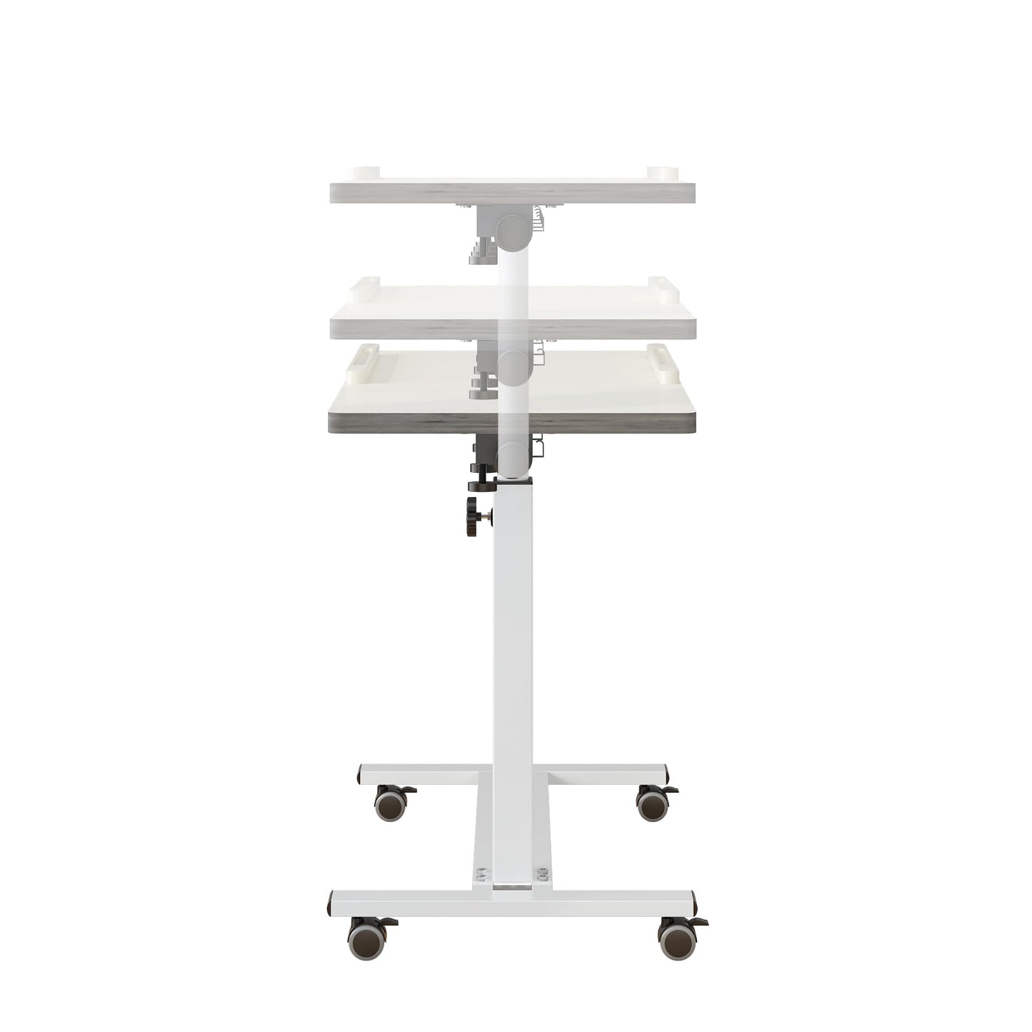 TigerDad Over Bed Table with Wheels Adjustable | Rolling Laptop Table Overbed Desk Hospital Tray Table Sofa Chair Side Table for Home Office (White)