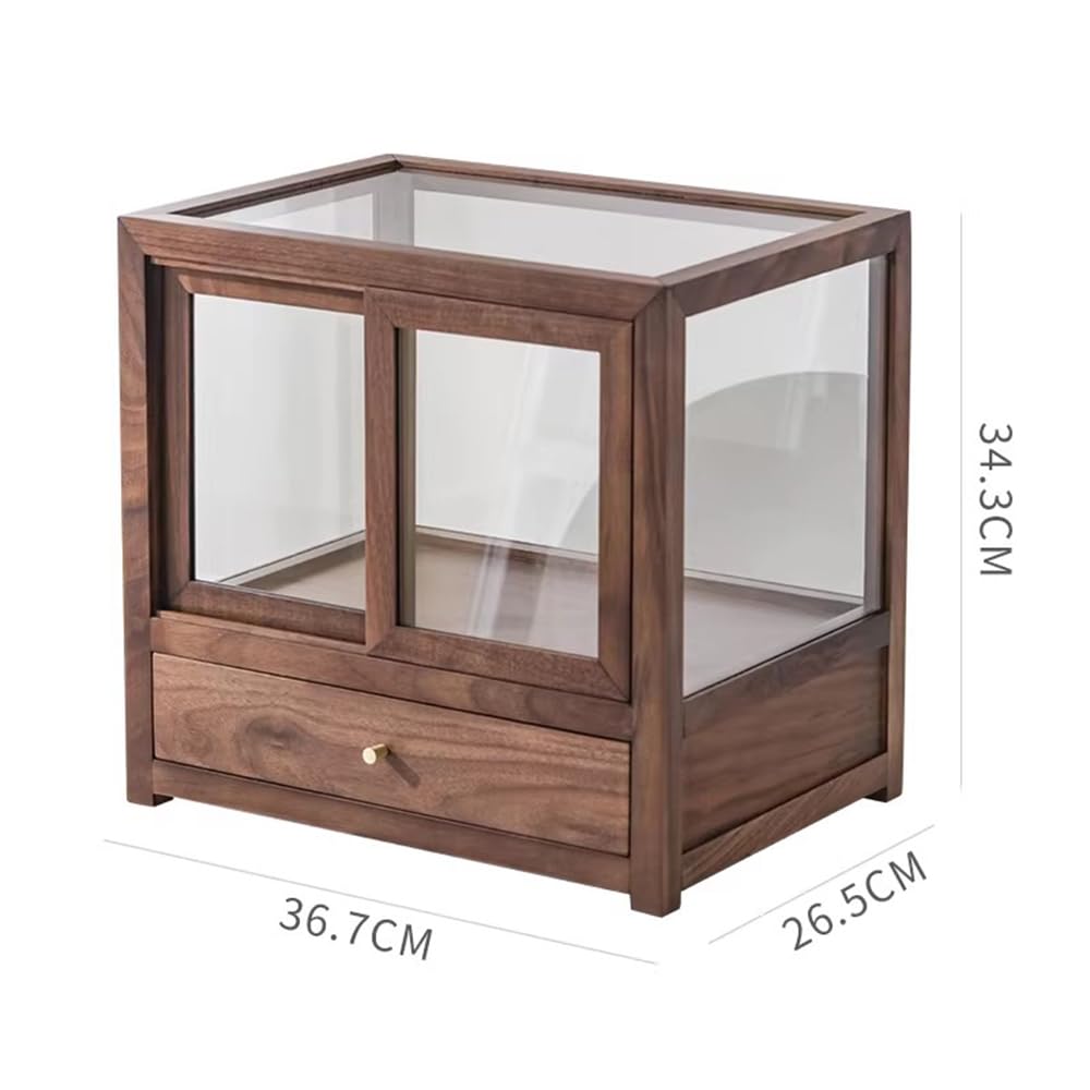 SHANYUEJU Solid Wood Storage Cabinet with Glass Door Kitchen Cupboard Coffee Bar Small Display Cabinet (SYJ-SC06)