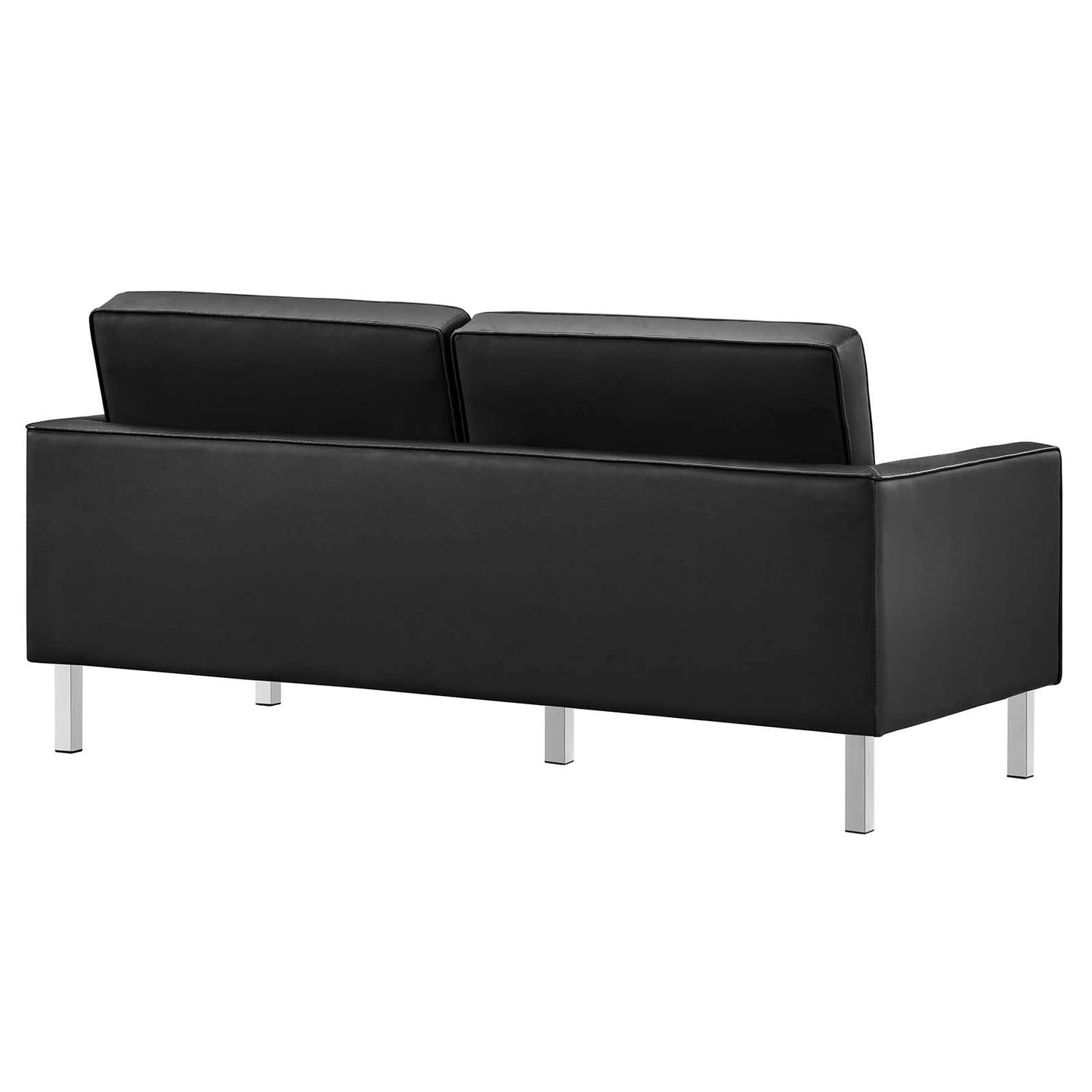 Modway Loft Tufted Button Faux Leather Upholstered Loveseat in Silver Black