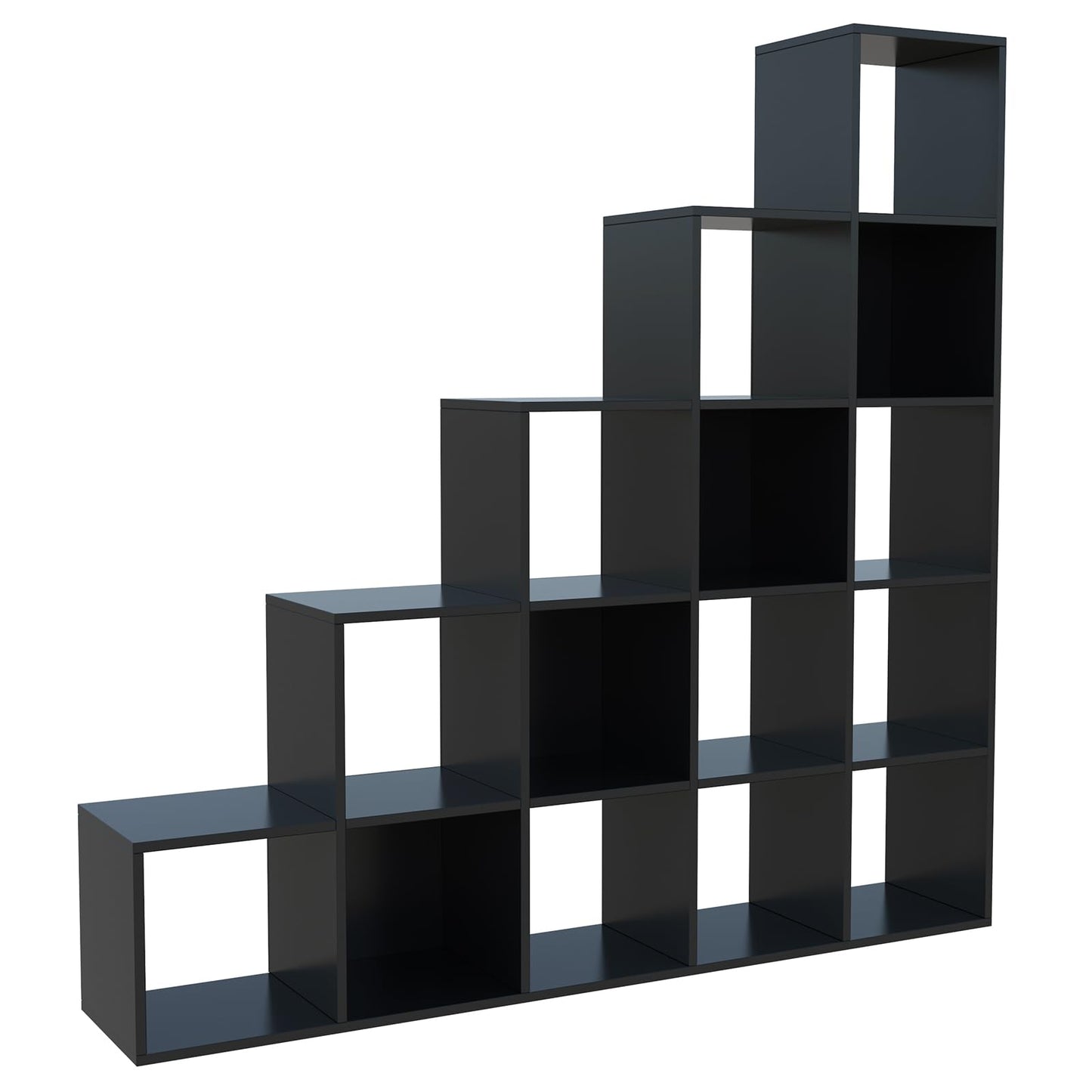 OSCHF Ladder Cube Storage Bookcase - Wooden L-Shaped 3-Tier Corner Shelf, Reversible 6-Cube Organizer for Home & Office, White