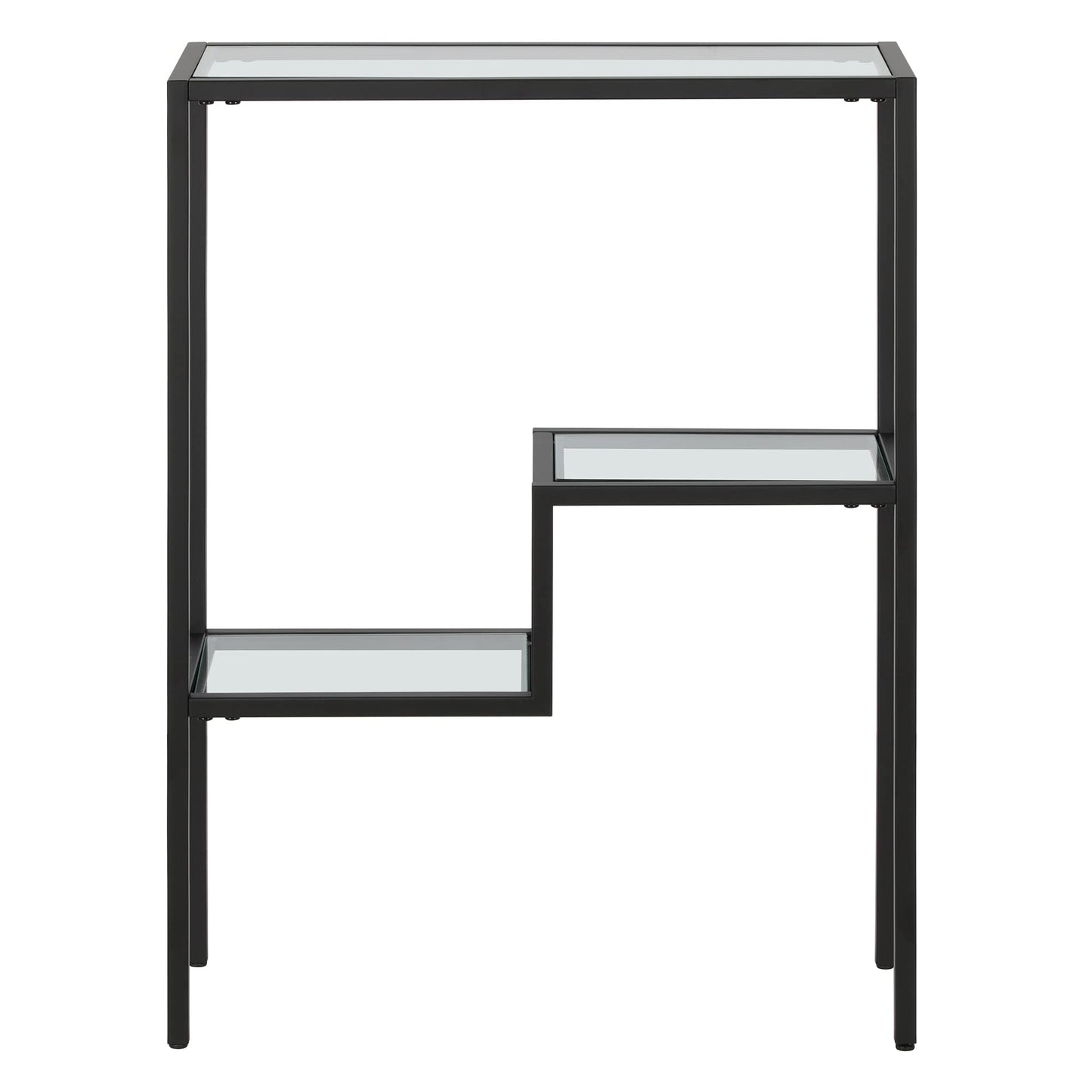 Henn&Hart 22" Narrow Glass Rectangular Console Table Entryway Table, Sofa Table with Two-Tiered Glass Shelf for Entryway, Living Room, Couch, Hallway, or Office, Black