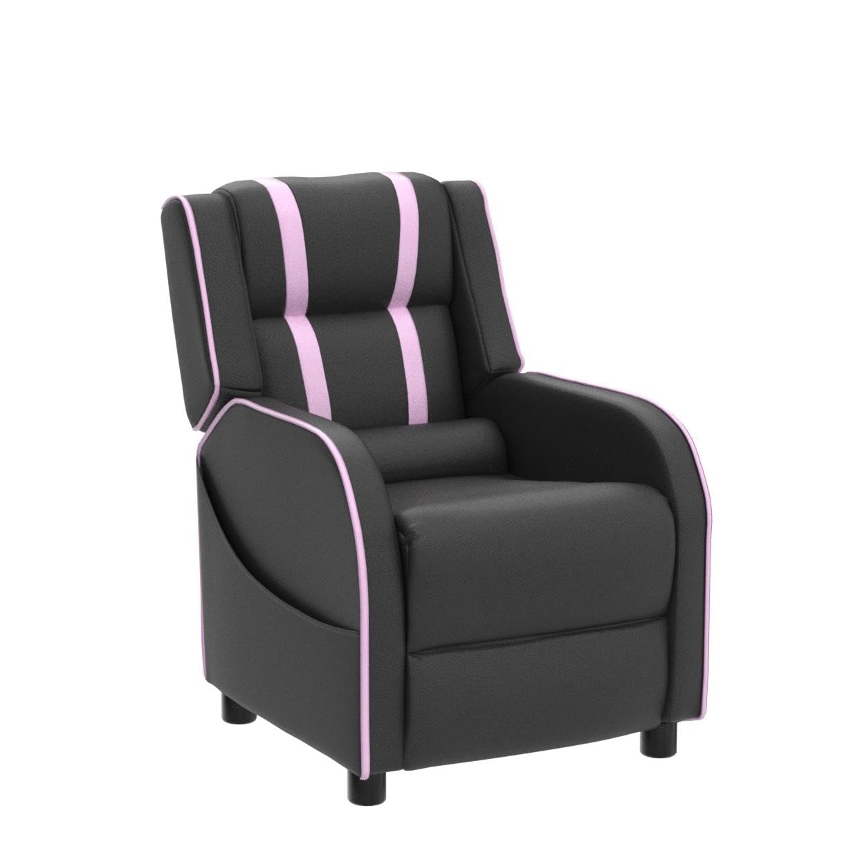 Costzon Kids Recliner, Gaming Recliner Chair w/Side Pockets, Footrest, Headrest & Lumbar Support for Kids Room & Play Room, Adjustable Racing Style Leather Sofa for Children Boys Girls (Pink, Black)
