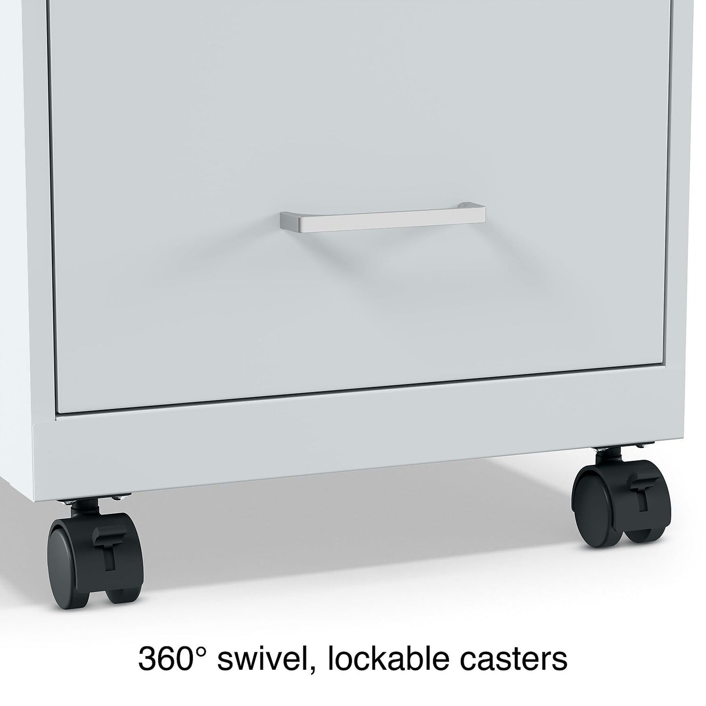 Staples 2-Drawer Vertical File Cabinet, Letter Size Documents, Lockable & Mobile, 18" D x 14" W x 26.3" H, Gray