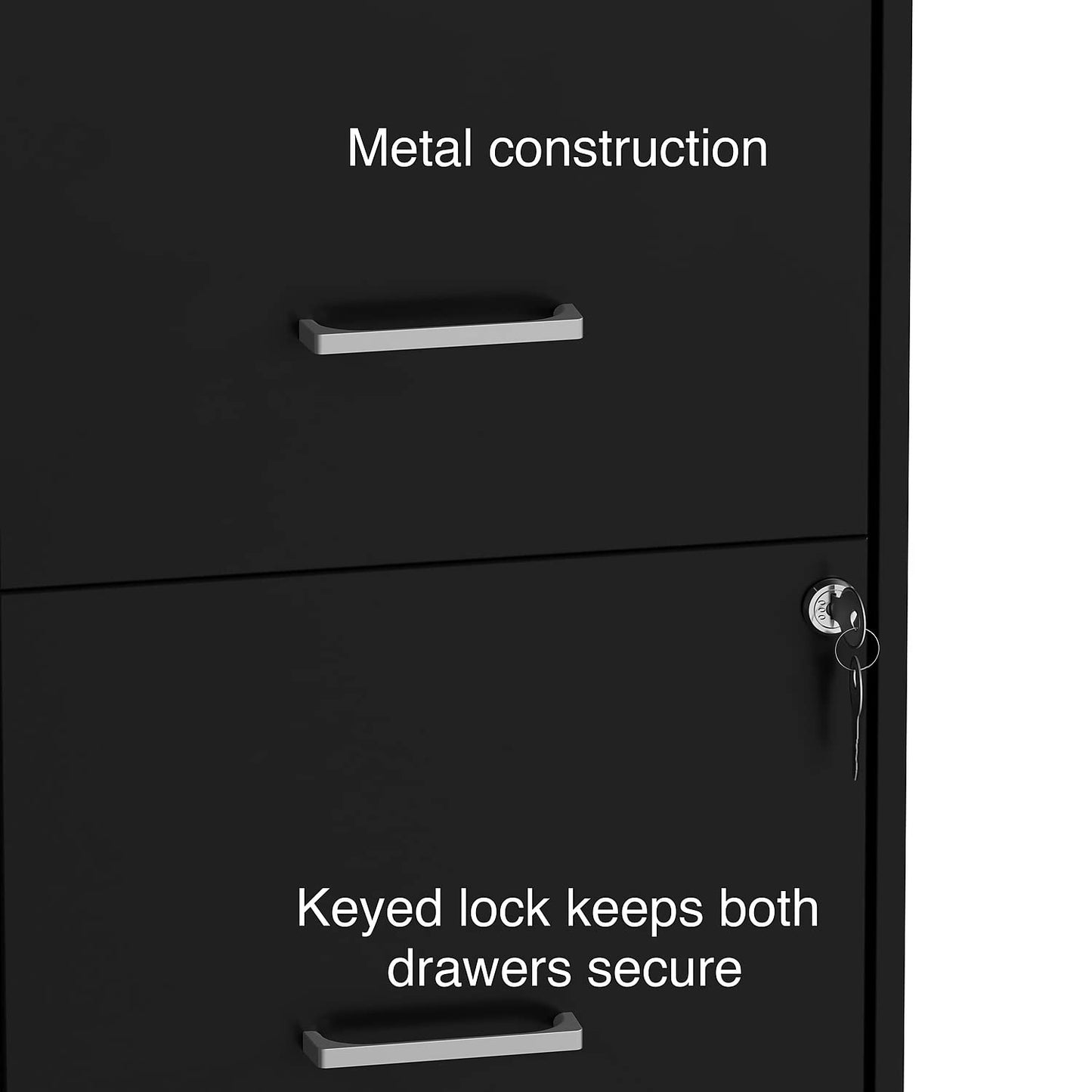 Staples 2-Drawer Vertical File Cabinet, Letter Size Documents, Lockable & Mobile, 18" D x 14" W x 26.3" H, Black