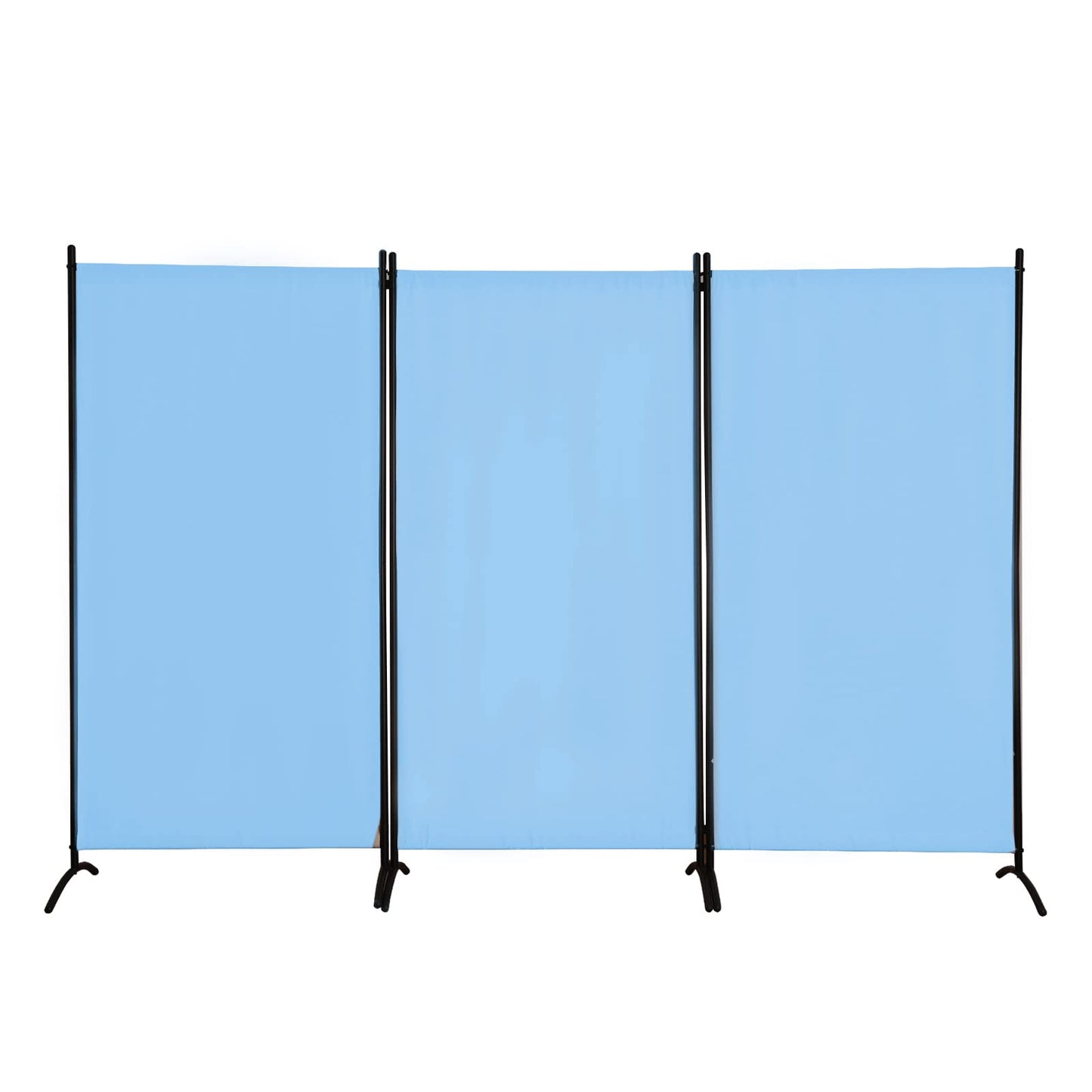 Grezone Large Folding Panel Portable Stand Room dividers Privacy Screen for Bedroom Dining Room Screens Curtains Partition Home Office Dorm Separation (Blue, Three Panel)