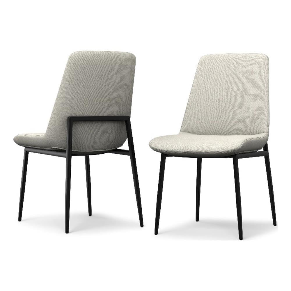 SIMPLIHOME Savannah Dining Chairs - Upholstered Black Metal Frame and Linen-Style Fabric Chair Set in Natural, Modern Dining Room Seating with Armless Ergonomic Design and Padded Seat (Set of 2)