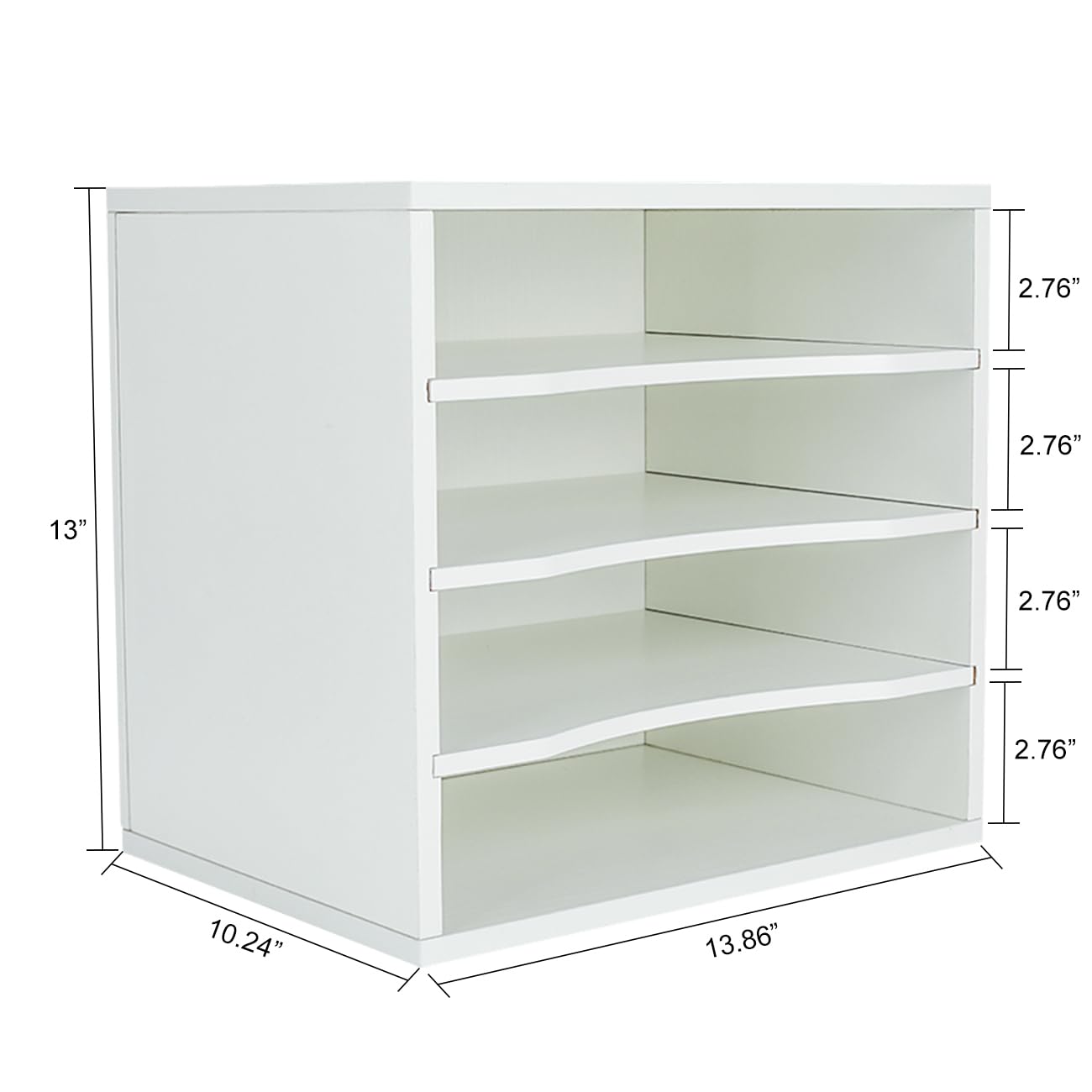 PAG Mail Sorter Organizer, Wood Countertop Literature Organizer, Office Supplies Desktop File Bill Paper Organizer for Office Home School, 4 Compartments, White