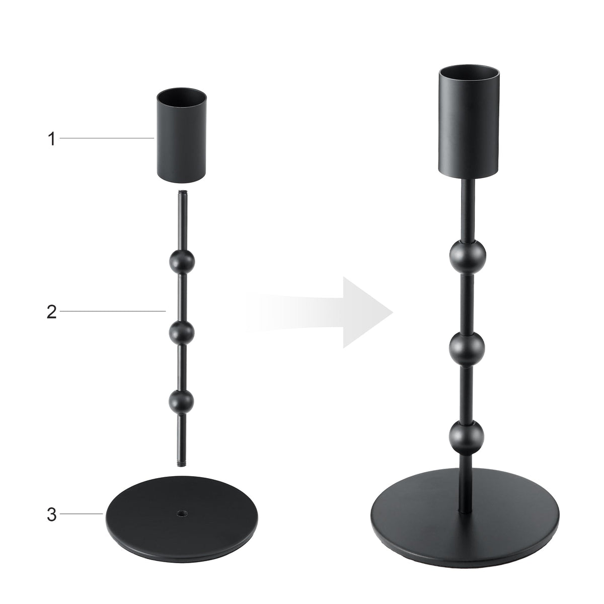 Black Candlestick Holders, Beaded Metal Taper Candle Stick Holders, Set of 3 Candle Holder for Fall Decorations, Tapered Candle Holders, Thanksgiving Table Centerpiece, Halloween Gothic Decor