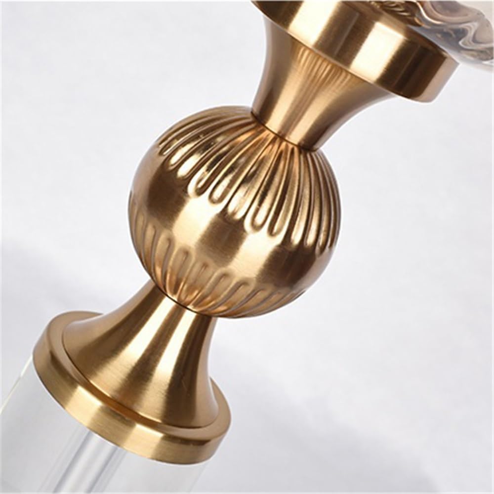 Candlestick Holders European Style Iron Candlestick with Glass Cover Creative Table Decoration Candle Holder Candle Holders(Small)