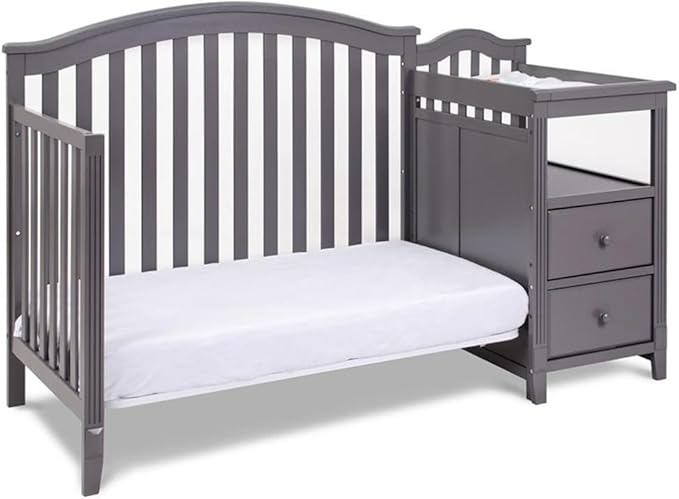 Pemberly Row 4-in-1 Convertible Crib and Changer, Sustainable Gray Pine Wood
