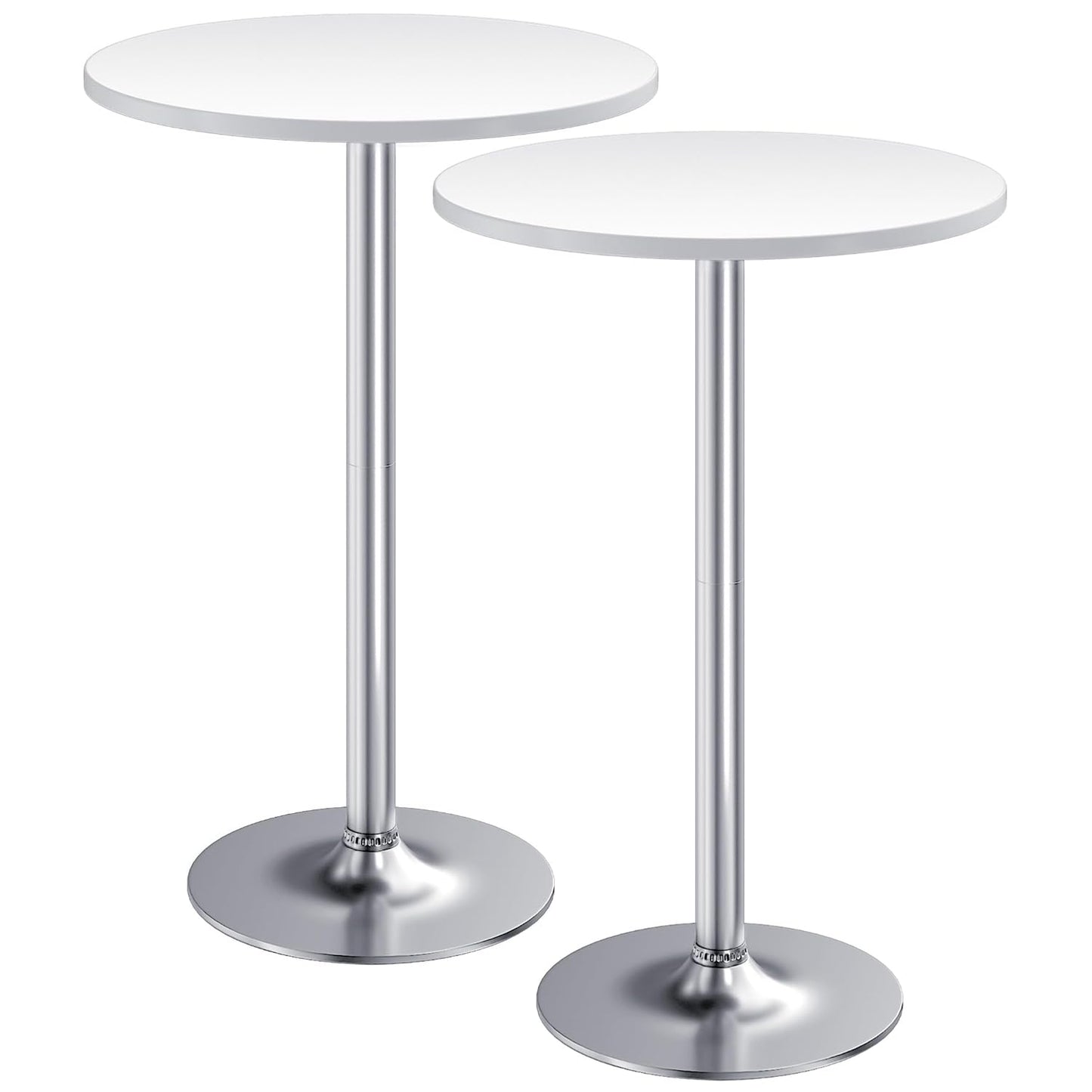 Furmax Bistro Pub Table Round Bar Height Cocktail Table for Home Bar, Small Round Bar Tables for Party, Dining Room, Living Room and Wedding, Metal Base MDF Top Obsidian, 40.6 Inch Height (2, White-2)