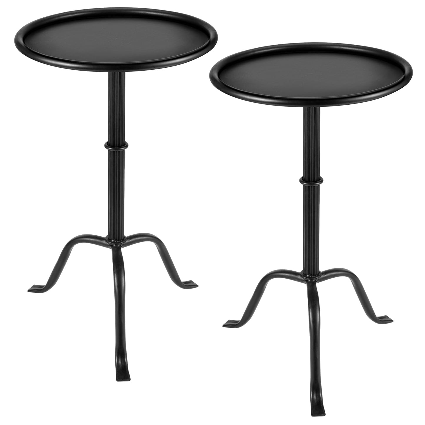 RattanView 2 Pcs Metal Martini Table Black Small Round Drink Table12.5 x 12.5 x 27.75 Inches Pedestal Iron Side Tables for Small Spaces Living Bedroom Room