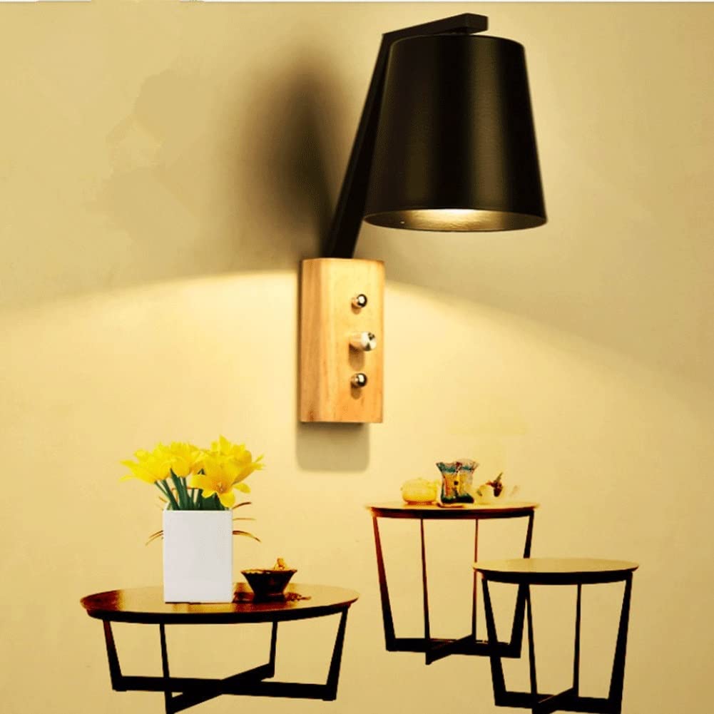 Wall Sconces Modern Nordic Coloured Wall Light Solid Wood Base Wall Sconce Rotary Switch Wall Mounted Lighting Fixture for Living Room Aisle Children's Kid's Bedroom Bedside Reading Wall Sconce Lighti