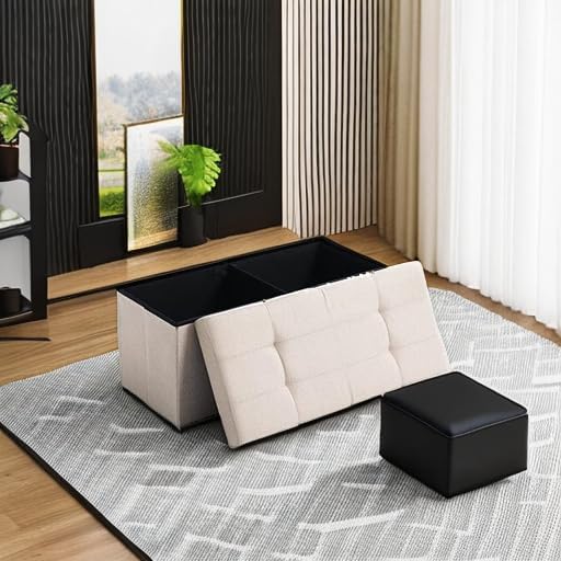 Storage Ottoman Bench Foldable Seat Footrest End of Bed Ottoman
