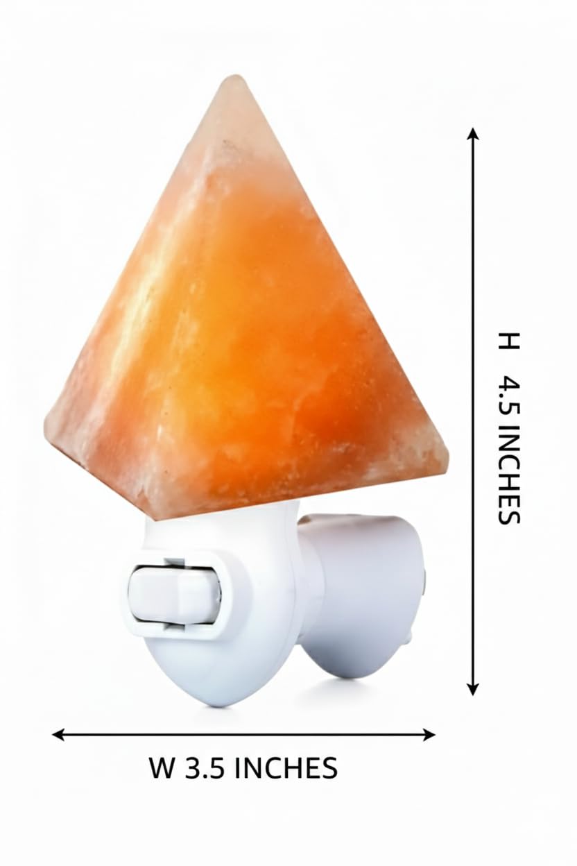 NatureBoost Himalayan Pink Salt Night Light Pyramid (3 Pack) Natural Crystal Plug-in Salt Lamp with Warm Amber Glow.